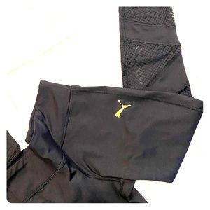 Black Puma Leggings Mesh Cut Out NWOT Full Length